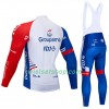 Fietskleding (Fietsshirt Lange Mouw + Lange Koersbroek) 2018 FDJ N001